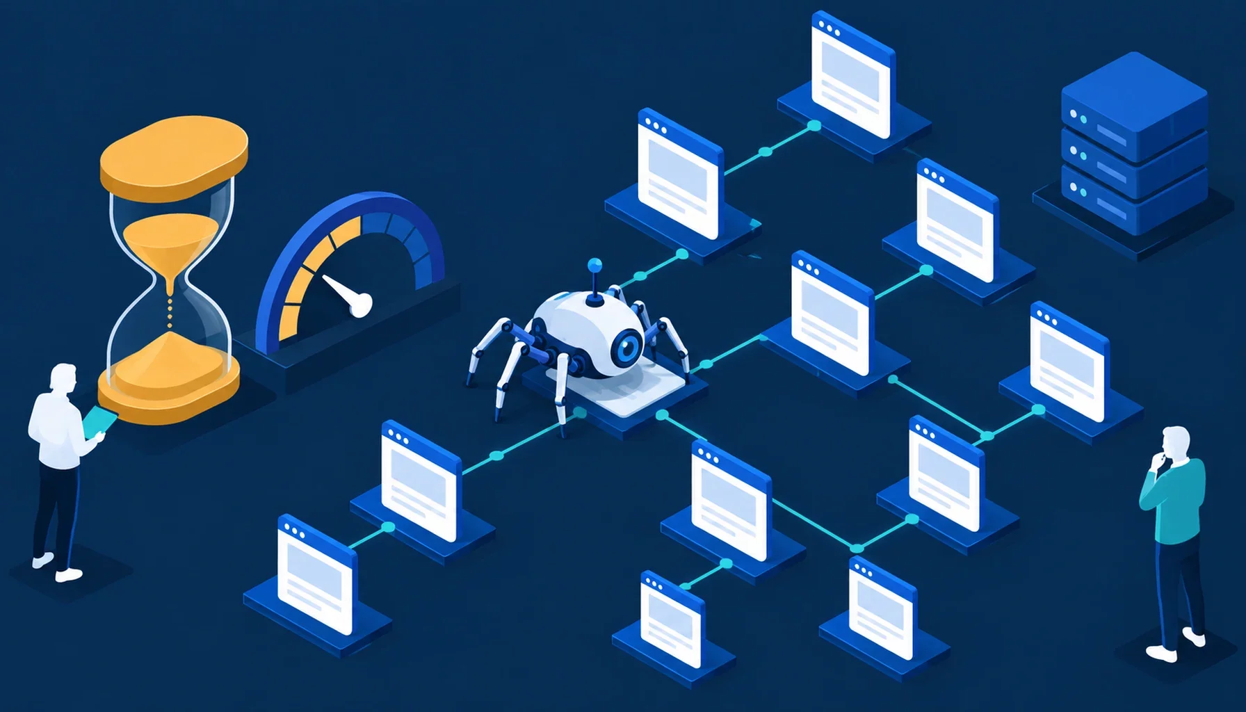 Budget de crawl : robot d'exploration parcourant l'arborescence d'un site