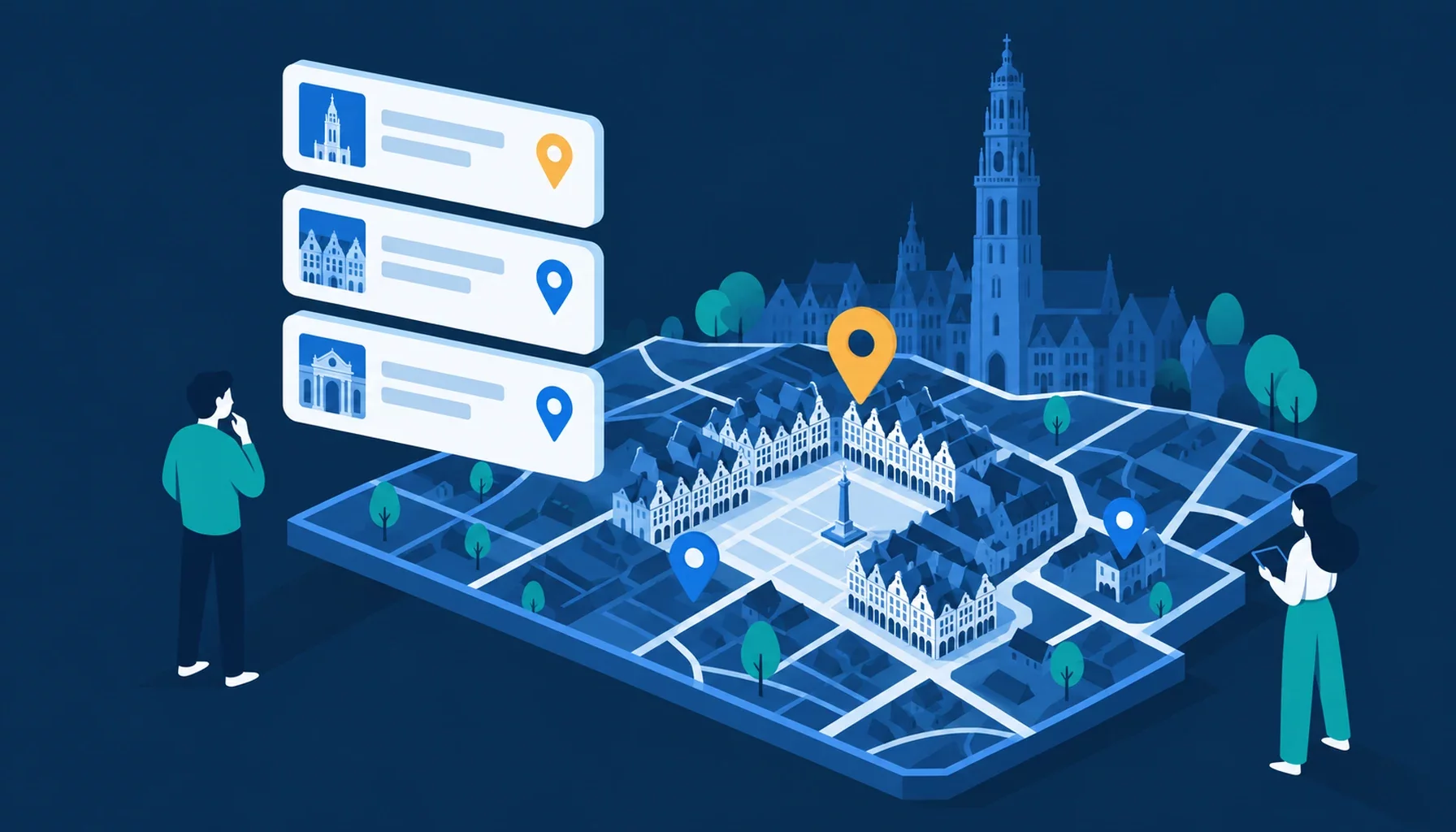 Pack local Google à Arras : trois fiches d'entreprise et épingles sur la carte